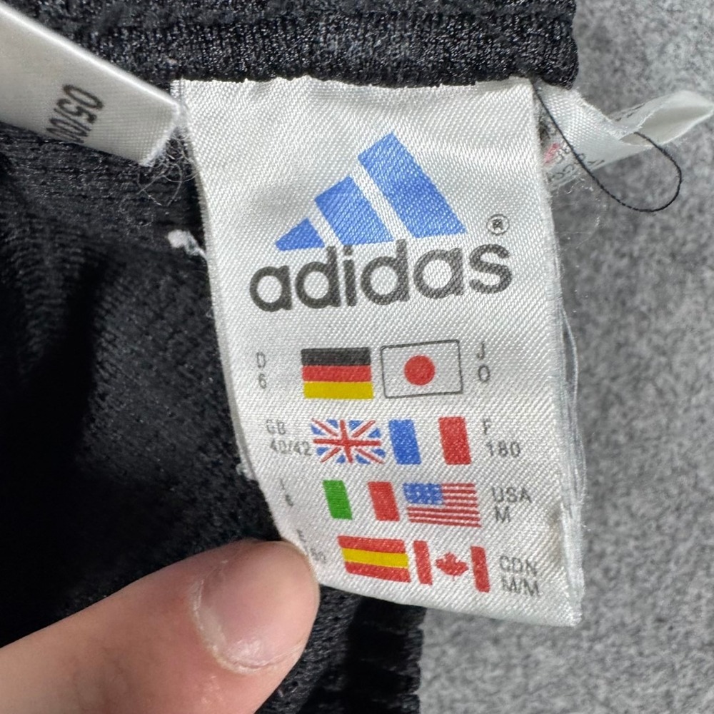Adidas Mens Track Pants Black White Blue Stripe Ankle Zip Soccer Joggers M Y2K - Picture 3 of 10